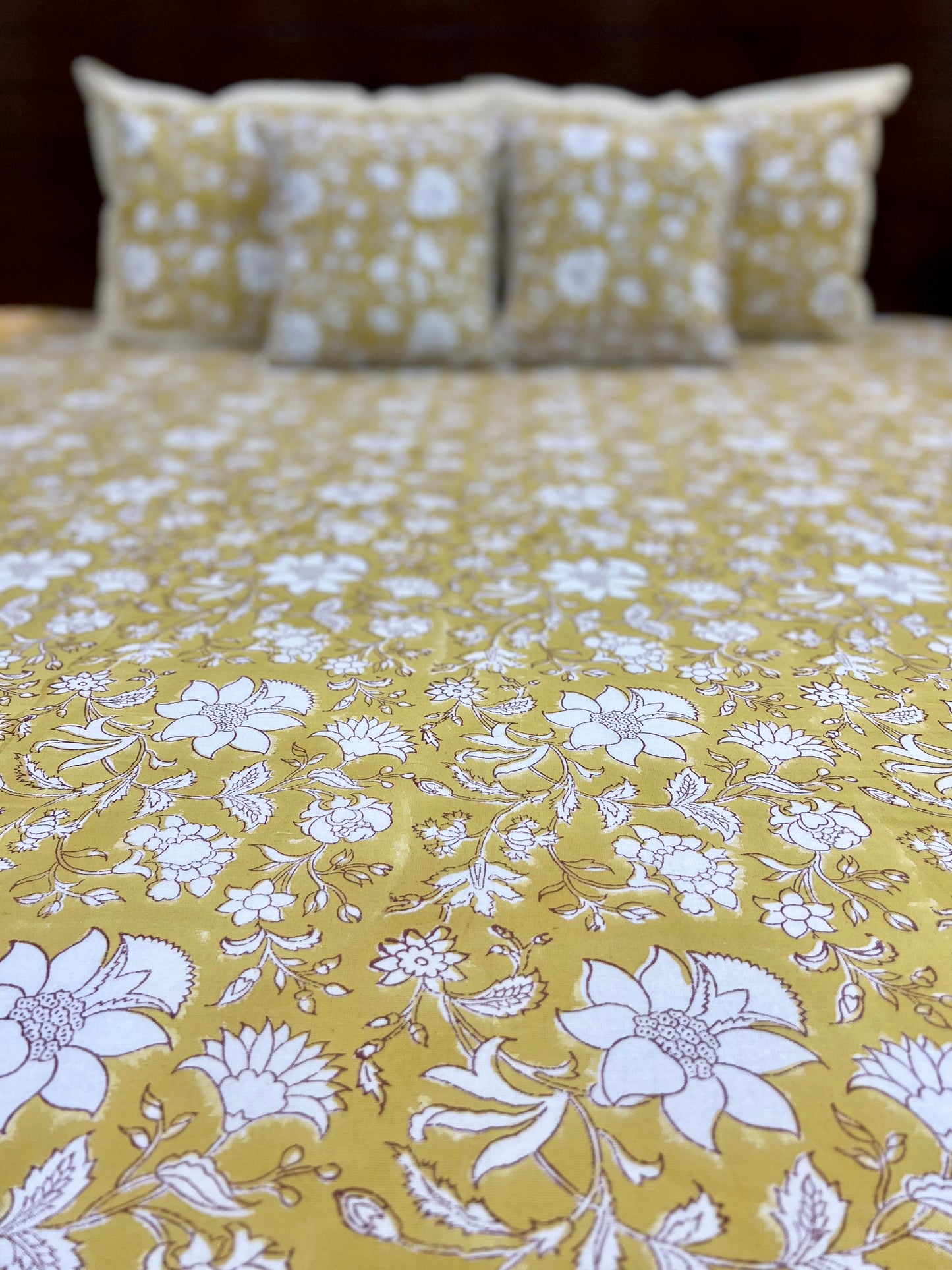 Super King Size | 108*108 Inches | South Cotton | Light Mustard