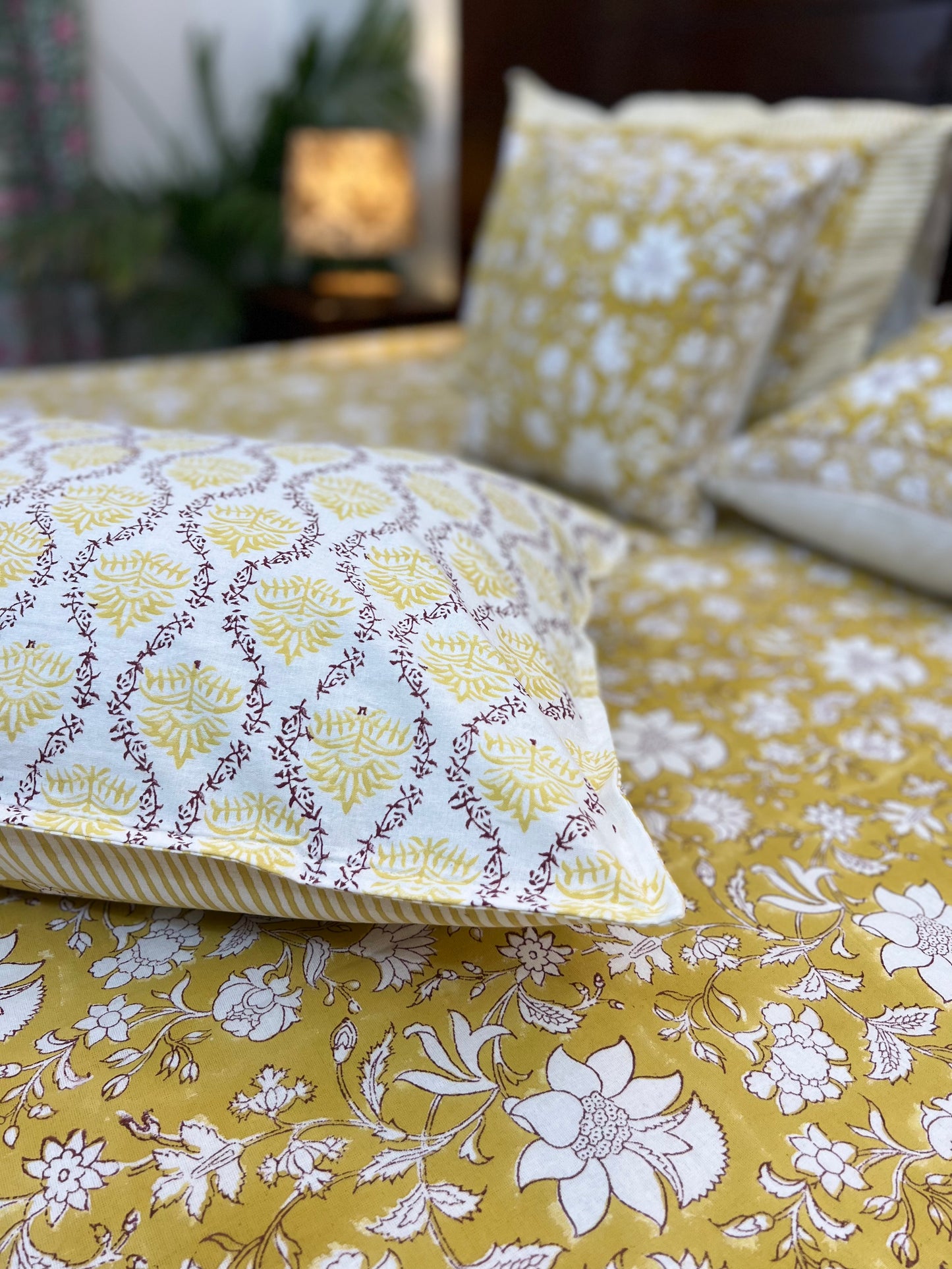 Super King Size | 108*108 Inches | South Cotton | Light Mustard