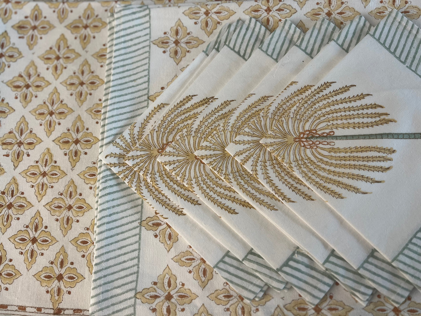 Table Cover 60*90 inches | Mats | Napkins | Green,rust,light Beige