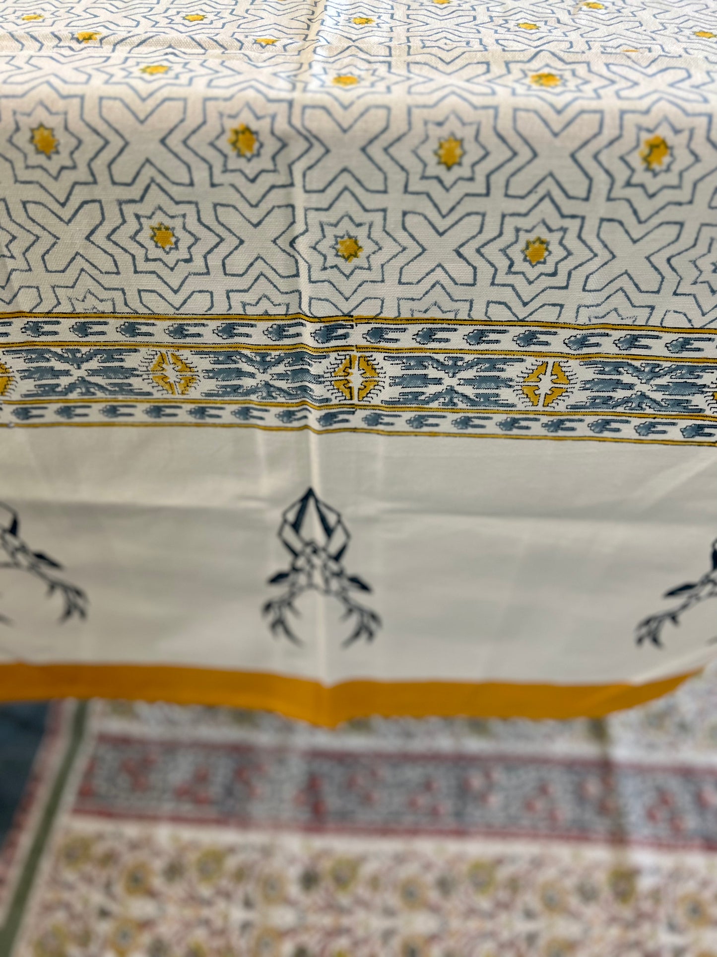 Table Cover 60*108 Inches | Canvas | Nilaya | Light Yellow & Blue